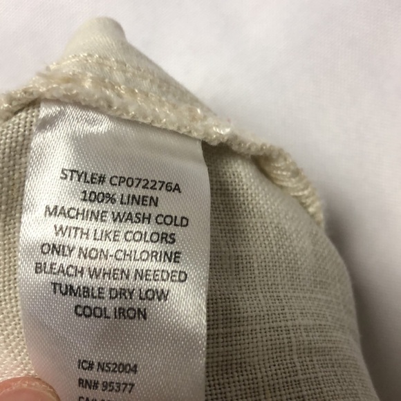 🧡 XS 🧡 NWT Anthro Pants Drawstring Waist Neutral Camo Cropped Linen - Picture 8 of 11